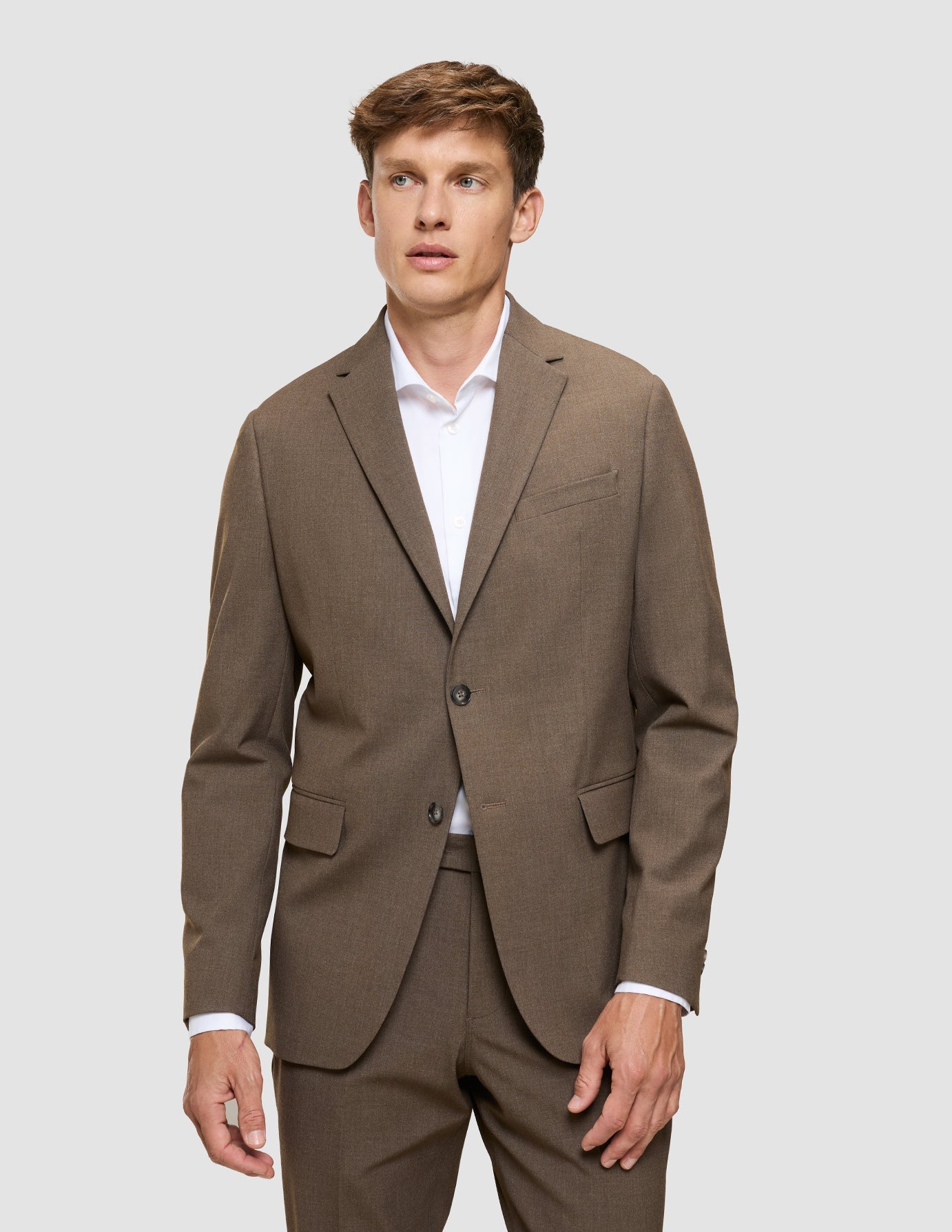 Essential Blazer Slim Saddle Brown Melange